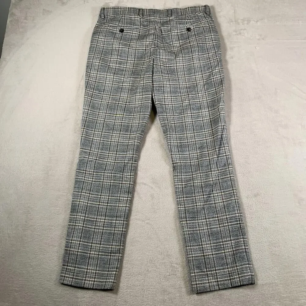 Murano Pants Mens 33x30 Gray Plaid Evan Fit Modern Comfort Flat‎ Front Dress - Picture 12 of 14